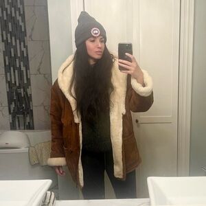Vintage Oversized Suede Shearling Coat